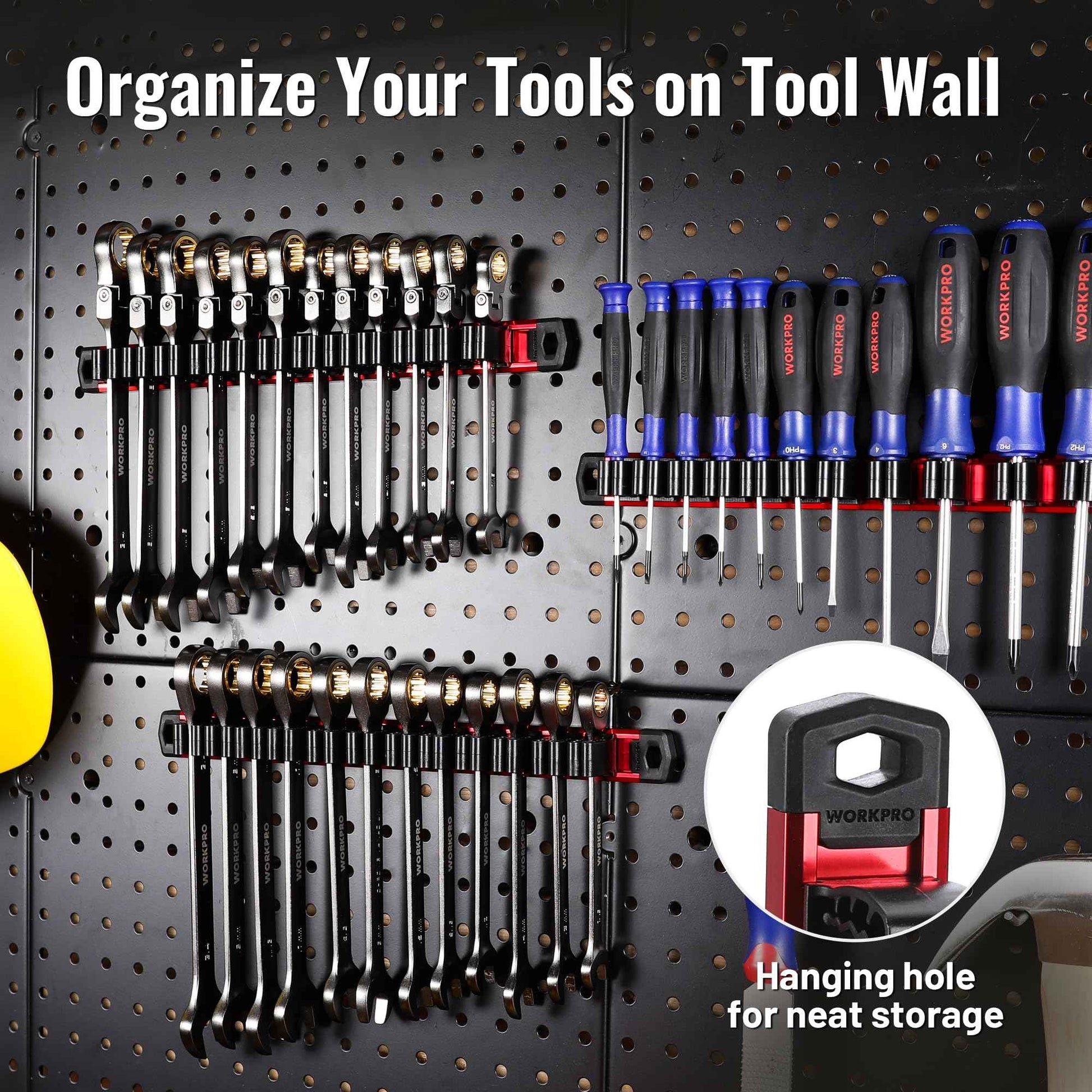WORKPRO Magnetic Screwdriver Organizer and Wrench Organizer, Aluminum Rail Magnetic Tool Organizer, Tool Holder, Toolbox Organization, 24-Slot Screwdriver and Wrench Holder (Tools not Included)