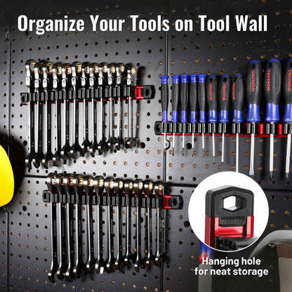 WORKPRO Magnetic Screwdriver Organizer and Wrench Organizer, Aluminum Rail Magnetic Tool Organizer, Tool Holder, Toolbox Organization, 24-Slot Screwdriver and Wrench Holder (Tools not Included)