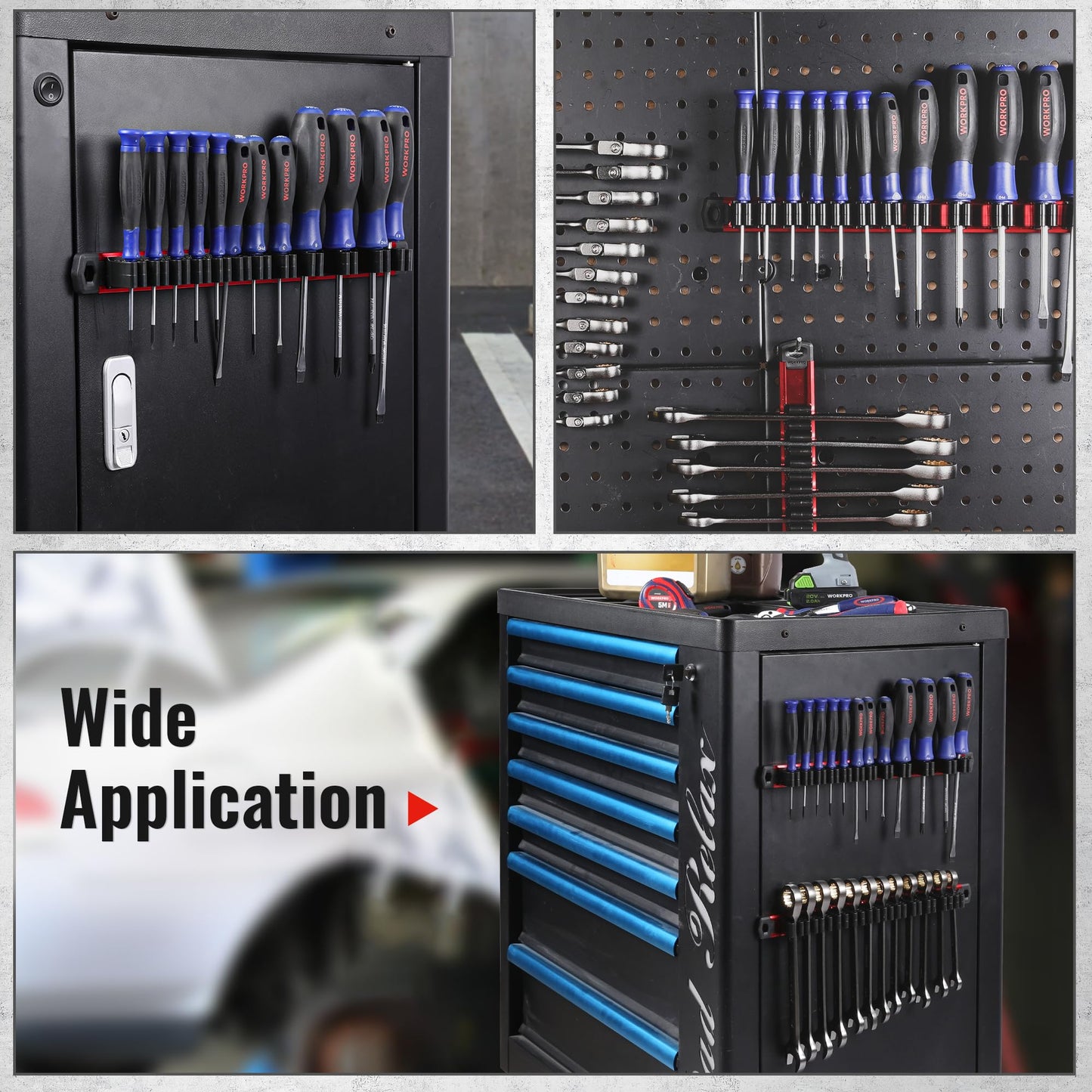 WORKPRO Magnetic Screwdriver Organizer and Wrench Organizer, Aluminum Rail Magnetic Tool Organizer, Tool Holder, Toolbox Organization, 24-Slot Screwdriver and Wrench Holder (Tools not Included)
