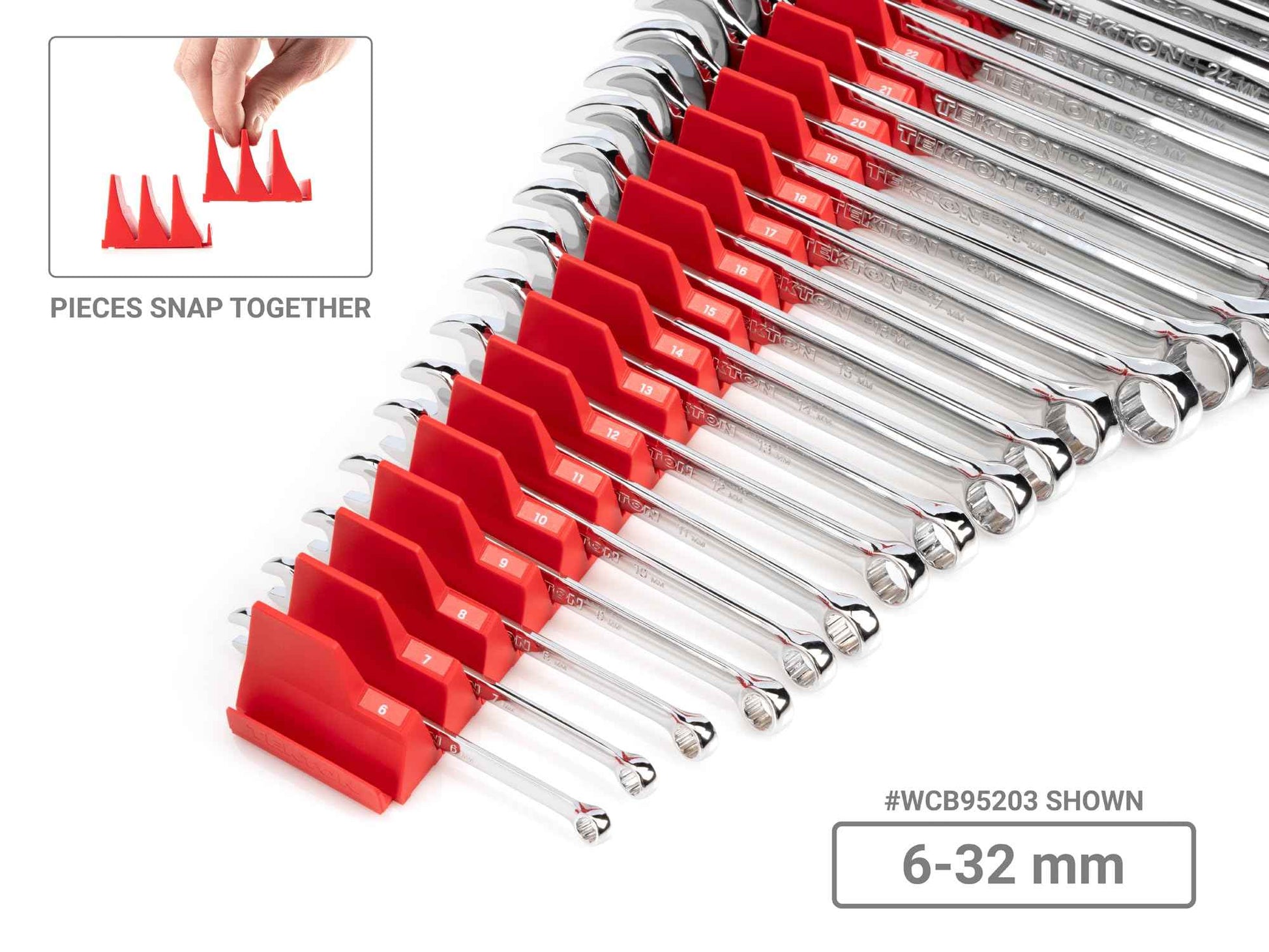 TEKTON Combination Wrench Set with Modular Organizers, 34-Piece (1/4-1 in., 6-24 mm) | WCB95302