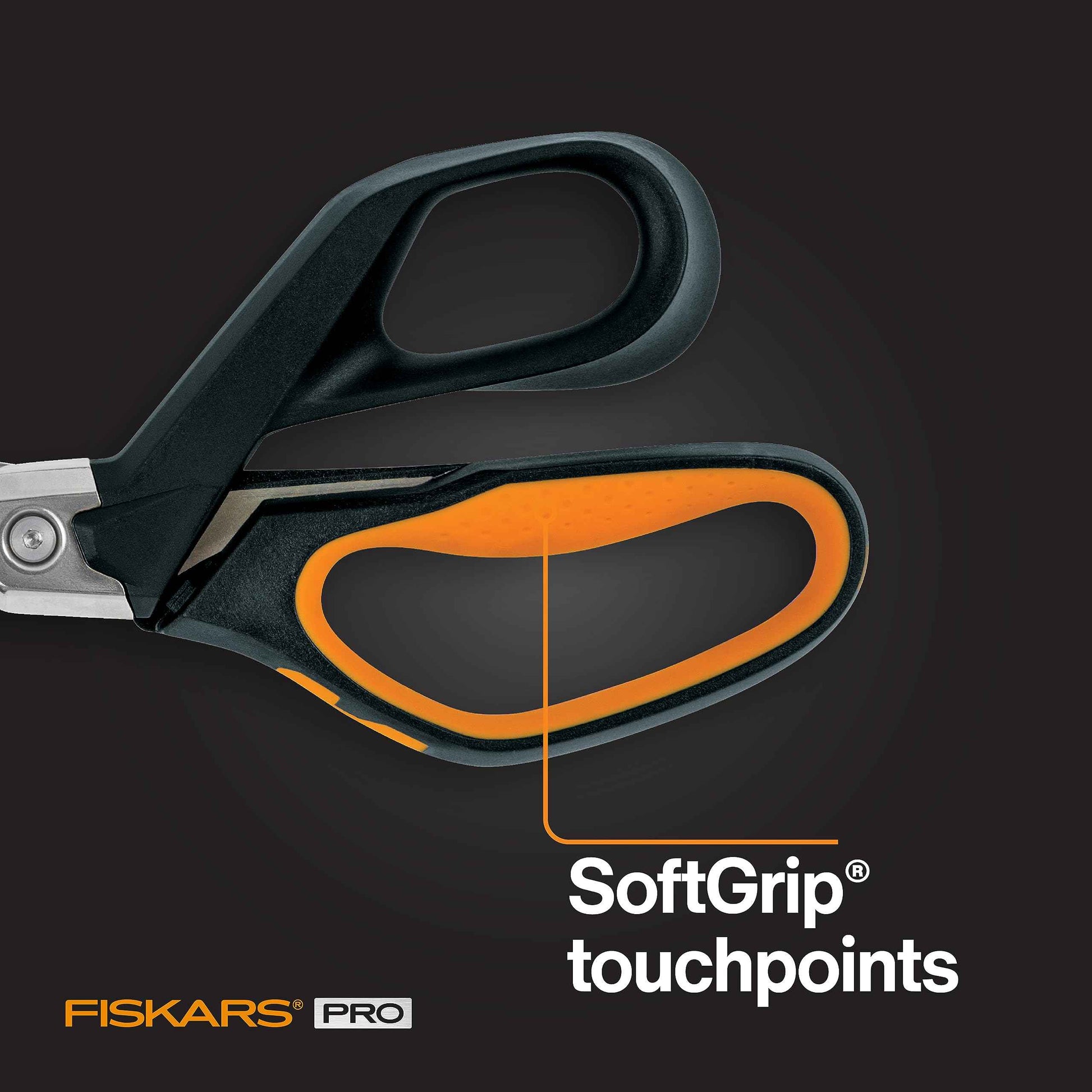 Fiskars PowerArc 8" Shop Shears, Heavy Duty Serrated Stainless Steel Scissors with Comfort Grip, Hardware Tool for Construction, Cut Materials like Insulation, Duct Tape, Cardboard, Rope and Tyvek