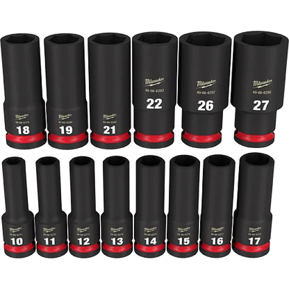 Milwaukee 49-66-7014 14 PC SHOCKWAVE Impact Duty™ 1/2" Drive Metric Deep 6 Point Socket Set