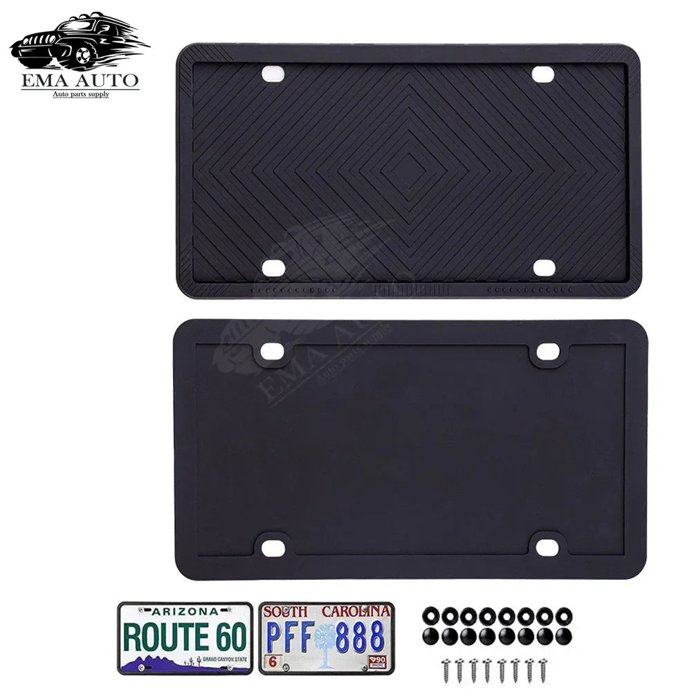 Slide that Plate Cover In and Out with Ease! Slotted Silicone License Plate Frame