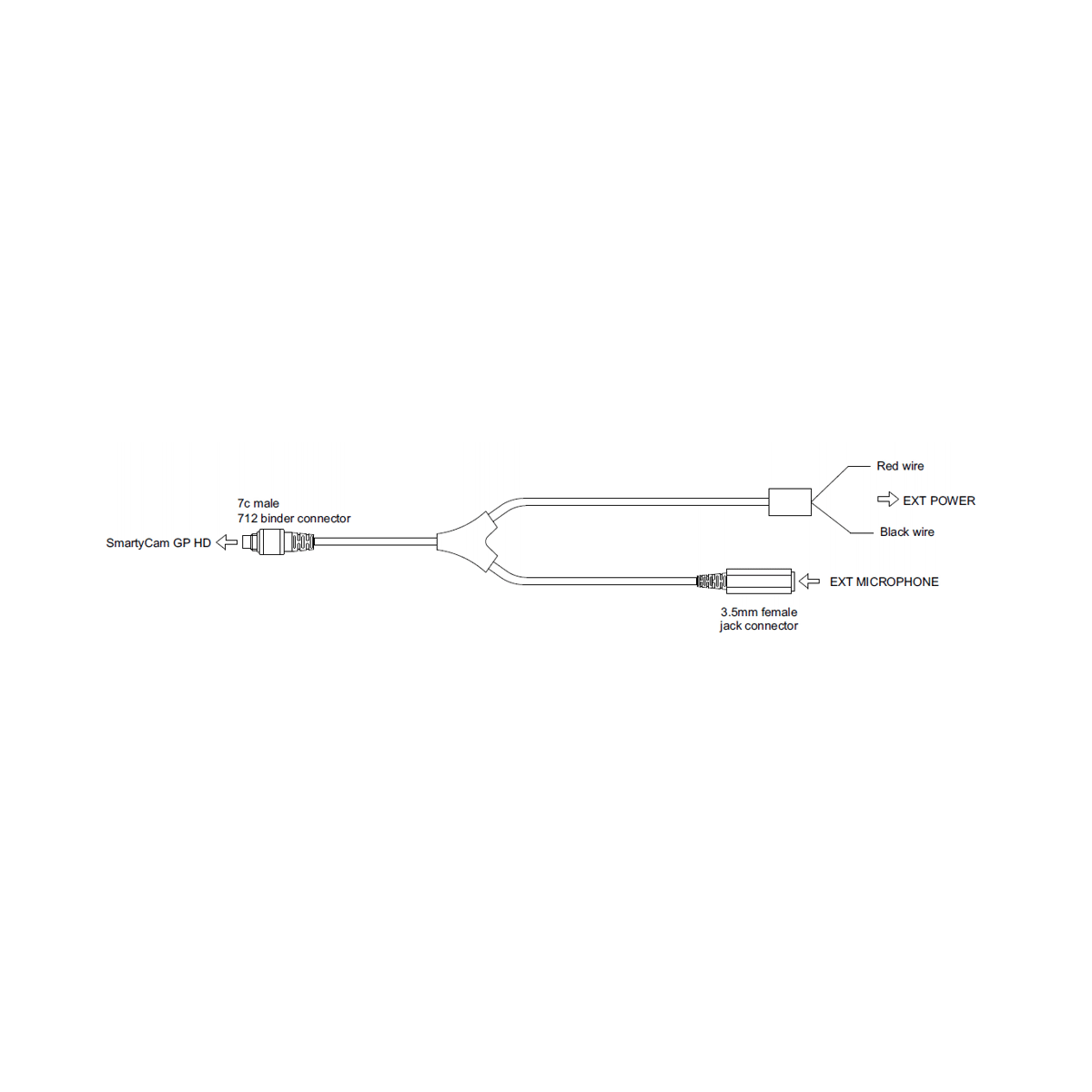AIM SmartyCam External Power Cable with Microphone Jack - 2m - TrackMindedHPDE™