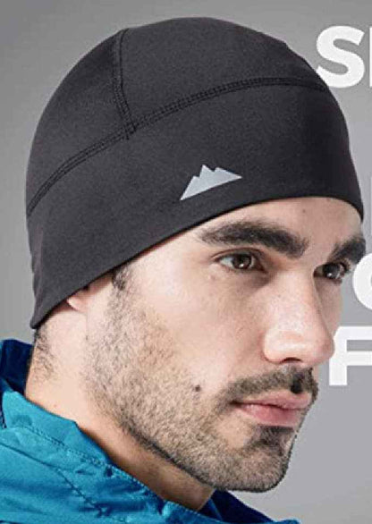 Cooling Skull Cap - Sweat Wicking Helmet Liner worn by man, showcasing snug fit and comfort for all-day wear under helmets.