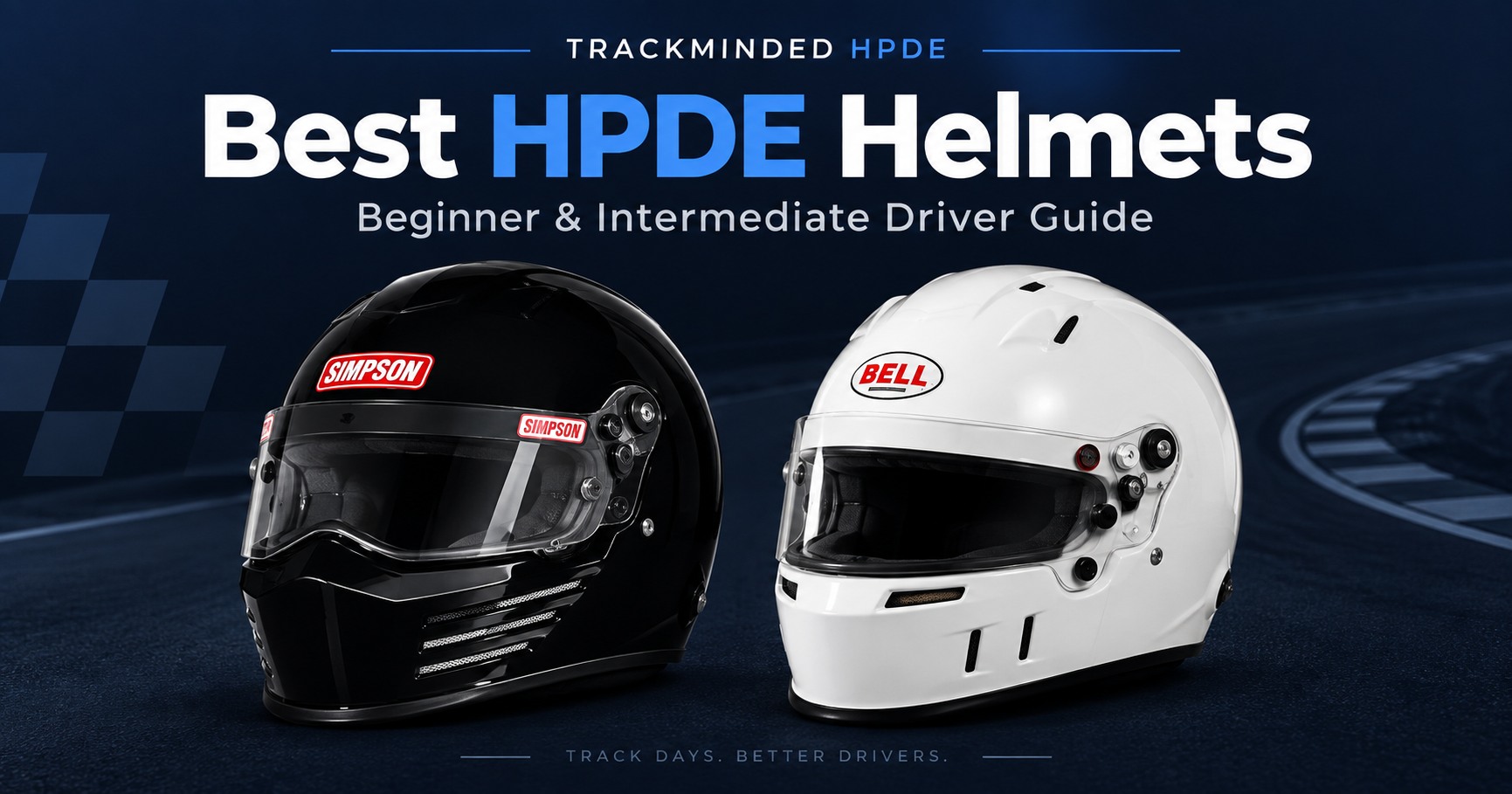 Best HPDE helmets for beginner and intermediate drivers featuring Simpson and Bell racing helmets